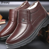 Genuine Leather Men's White Sheep Fur Boots British Style Warm Casual High Top Cotton Shoes Wool Blend Side Zip Shoes