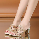 High Heel Cool Drag Female 2023 Summer New Pearl Fish Mouth Large Size Sandals Thick Heel Fashion Women's Shoes