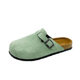 Breakj Shoes Lazy Half Slippers Men And Women Wearing Leather Cork Cool Slippers Casual