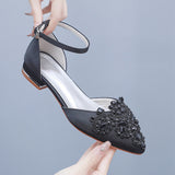 Breakj And Summer 2 Cm Flat Hedley Casual Sharp In The Hollow Sandals Square With Shallow Mouth Water Drill Buckle Bridal Shoes Wedding