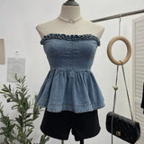 Real Shooting Hottie Wearing Brated Cowboy Waist Wood Ear Slim Skirt Swamped Waist Thin Top