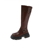 Breakj Red Boots Women But The New Autumn Thick And Retro Knight Boots Western High-Slip Boots
