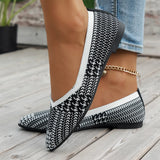 Elegant Knitted Ballet Flats Woman Point Toe Mesh Moccasins Ladies Big Size Leopard Loafers Soft Driving