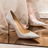 Breakj Wedding Shoes 2025 New Bridal Shoes Show Wedding Dress Two Wearing Crystal Shoes Wedding Dress High