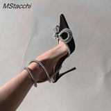 Sequined Bowknot Women's Sandals Sexy Ankle Strap High Heels Pumps Female Sandals 2023 Summer Wedding Nightclub