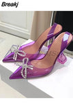 Bowknot Women Pumps Clear Heels For Women Transparent Shoes Summer PVC Slingback High Heel Sandals Ladies Jelly