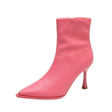 Women's Boots Pointed Thin High Heels 2022 New Fashion Patent Leather Ankle Boots Solid Zipper Fashion High Heels Thin