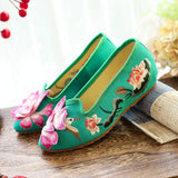 Breakj Shoes Single Shoes Three-Dimensional Embroidered Lotus Embroidered Cloth Shoes Low Heel Spring And Autumn Women's Shoes One Foot