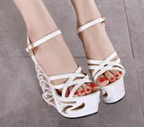 Quality Buckle Strap Sexy Strange Style Heel Summer Women Shoes Retro Novelty Sandals 15cm High Heels Nightclub