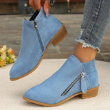 Breakj Thick Background Solid Color Tip Side Zipper Martin Boots 2025 Spring And Autumn New Short-Box Women