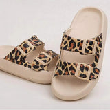 Soft Sole Pillow Slides for Women Summer 2023 Double Buckle Thick Platform Slippers Woman Flat Heels Non Slip Flip