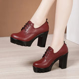 Head Deep Mouth Single Shoes 2023 Autumn And Winter New Waterproof Table Thick Heels Thickened Large Muffin Women's