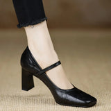 Breakj Retro Square Shallow Mouth Mary Jane Single Shoes Women's Spring 2025 New Word Buckle Lady Casual Single