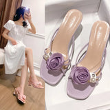 Women Slippers High Heels Dress Sandals Shoes Summer New 2024 Fashion Beach Flip Flops Walking Pumps Outdoor