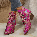 Breakj Women's Boots Winter New Ethnic Wind Sharp Rupeal Teling With Embroidered Martin