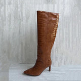 High Heels Western Boots Fashion Knee High Boots Women Microfiber Thin High Heel Long Boots Pointed Toe Autumn Winter