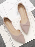 Women Flat Shoes Pink Black Solid Color Suede Pointed Toe Office Ladies Flat Heels Zapatos Para