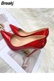 Shiny Women Pointy Toe Sexy Stiletto Pumps Fashion Designer Slip On 8cm 10cm 12cm High Heel Party Shoes QP148