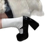 Breakj Head Mary Treasure Shoes Children Small High Heels Waterproof Wedding Shoes Bridesmaid Shoes Buckle With Thick Heel Single