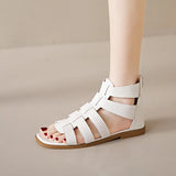 Women's Sandals Summer Elegant Woman Shoes with Low Heels Flats Casual Gladiator White Fish Toe with Free Shipping Best