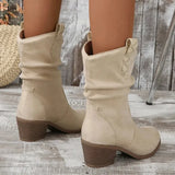 Spring and Autumn New Round Head Leather Face White Cover Fashion Women's Large Medium Sleeve Boots Women