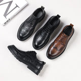 Breakj Leather Shoes Men Leather Brown Business Men's Shoes 2023 New Men British Married