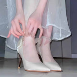 Breakj High Heels Femininity Sexy Cheongsam Shoes Dress Shoes Women White Gentle Wedding Shoes Bridal