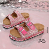 Breakj Buckle Drill Thick Bottom Slippers 2025 Summer New Lady Large Size Beach Cold