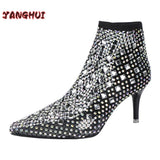 New Crystal Transparent High Heels Women's Sexy Pointed Mesh Large Shoes Style Versatile European and American