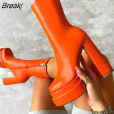 Goth Women Ankle Boots Sexy Female Super High Heels Platform Shoes Solid Thick Bottom Ladies Zipper Fashion Short