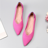Polyester Shoes Women Spring Flats Pointy Toe Ballerinas Ladies Stretch Knitted Loafers Femme Daily Dress