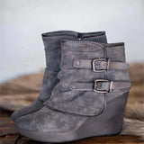 Ankle Boots for Women Suede Wedges Zipper Solid Color Short Booties Round Toe Shoes Boots-women Dropshipping