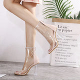 New Crystal Thick With Transparent Glue Color High Heel Pointed Women's Sandals