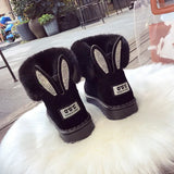 Boots for Women Women Boots Genuine Leather Real Fox Fur Brand Winter Shoes Warm Black Round Toe Casual Female Snow