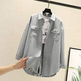 Blouses Shirts Tunic Womens Tops And Blouses 2020 Womenswear Long Sleeve Clothing Button Up Down White Double Pockets