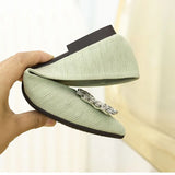 Breakj Bottom Water Drill Bean Single Shoes Women 2025 Spring And Autumn New French Sense Granny
