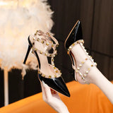Breakj Rivet Sandals Women 2025 Summer New Korean Version Of Sexy Fashion Sharp Finger-Heel Single Shoes