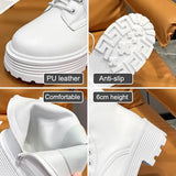 Fashion White Platform Boots Women Thick Bottom PU Leather Ankle Botas Mujer 2023 Autumn Winter Zipper Chunky Shoes