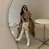 Breakj Design! Huge Comfortable ~ Brown Sharp Head High But Knee Thin Long Boots Fine And High Cylinder Elastic Boots