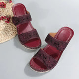 Size 2023 Summer New Retro Casual Flowers High With A Character Women's Slope Heel