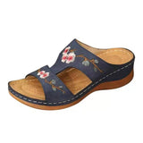 Breakj Summer New Women's Shoes Hollow Flowers Embroidered Sandals Slopes And Large-Size Women's