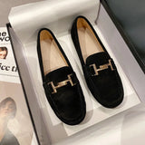 Metal Buckle genuine leather shoes woman work flats breathable cowhide mocasines mujer luxury oxford shoes for