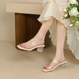Breakj On The Shit-Sensitive Slippers Women Wear 2025 New Comfortable Transparent Crystal High-Heeled Sandals In The