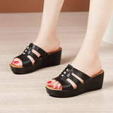 Heel Sandals Slippers Summer 2023 New Muffin Thick Soles Fishmouth Slippers Large Size Slippers Wear One-Word