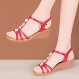 Heel Sandals Women's Summer 2024 New Muffin Bottom Fish Mouth Sandals Large Size Soft Soles Water Drill