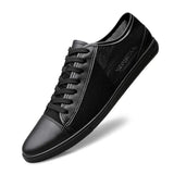 Genuine Leather Men's Flats shoes Leisure Trend Korean Version Solid black White summer breathable Men Casual