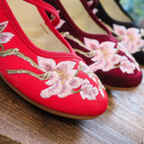 Breakj Heel Shoes, Thick Heel Women's Shoes, Embroidered Cloth Shoes Retro Dance Shoes Middle Heel Shoes, Spring And Summer