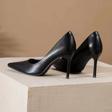Breakj Heels Black Fine Heel Professional Shoes Comfortable Pointed Temperament Commuter Flight Attendant Interview Work Shoes Women Fashion Single