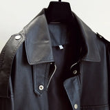 New Spring Autumn Women Slim Leather Jacket Zipper Pockets Motorcycle PU Leather Coat Solid Parka