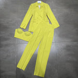 Casual Solid Three Piece Set For Women Slim Vest Notched Loose Blazers High Waist Long Pants Female Sets 2022